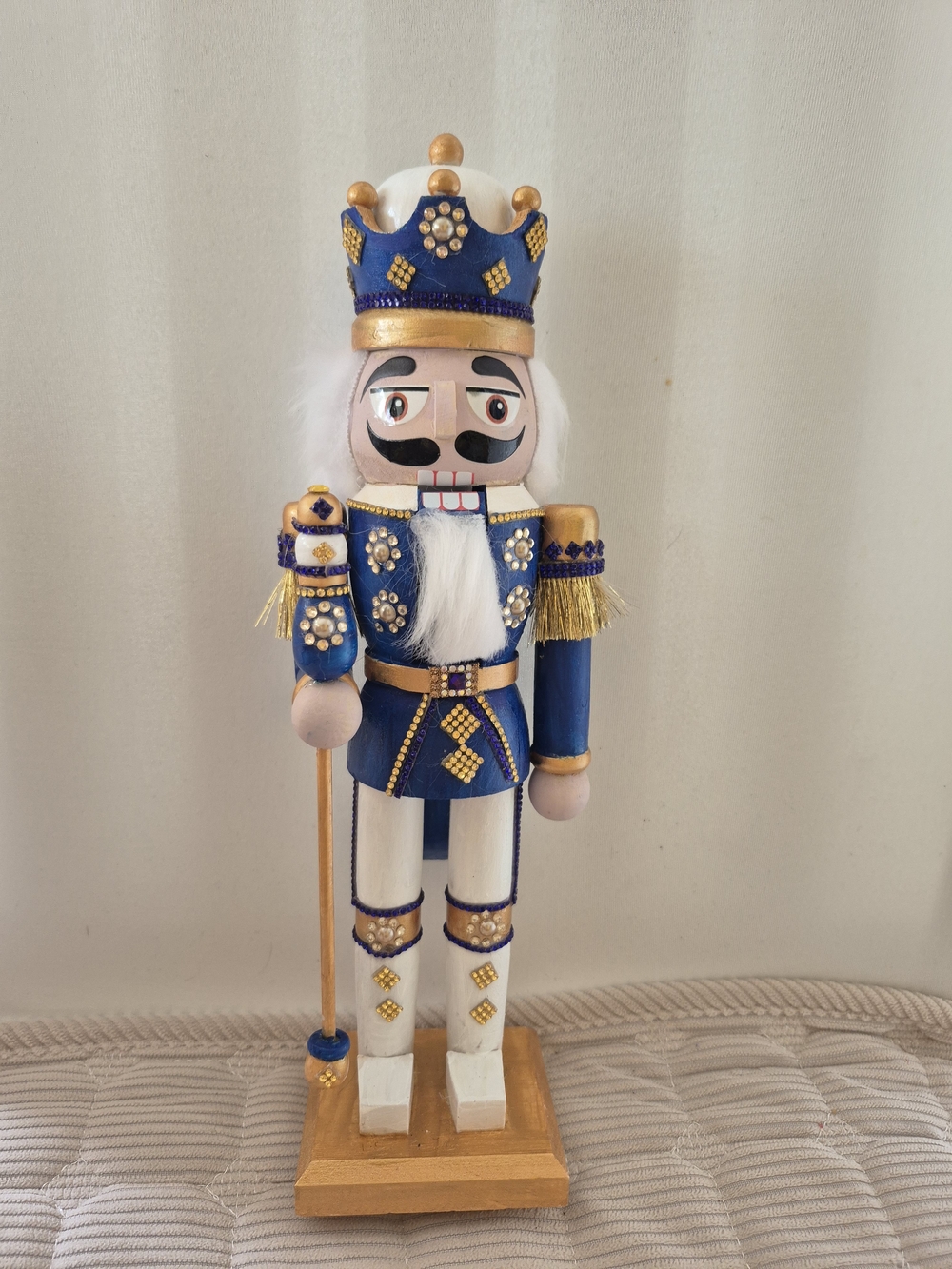 Blue and Gold Nutcracker King Holiday Figurine